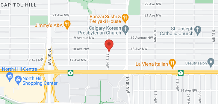 map of 1139 18 Avenue NW
